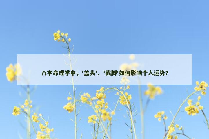 八字命理学中，'盖头'、'截脚'如何影响个人运势？