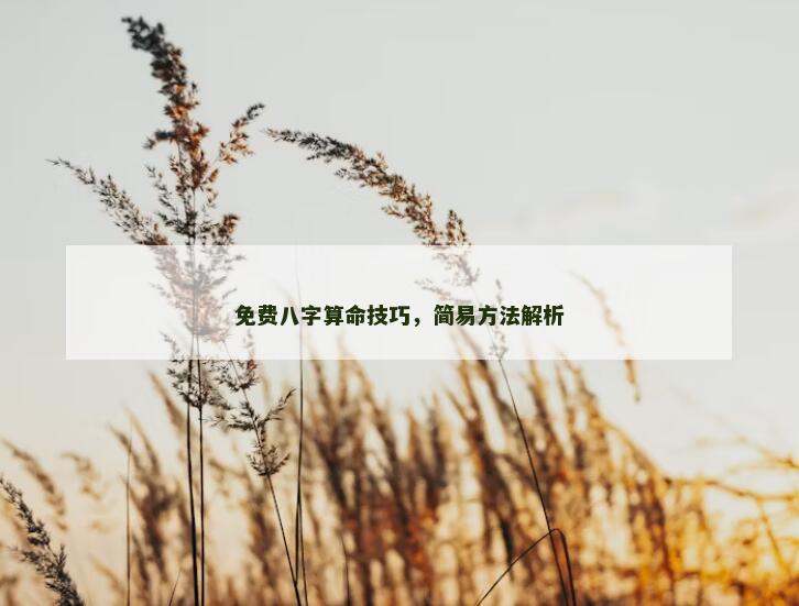 免费八字算命技巧,简易方法解析 免费八字算命技巧,简易方法解析